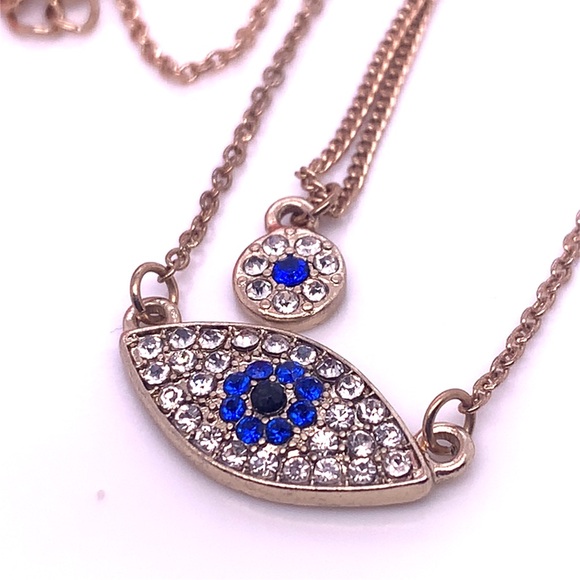 ALDO Double chain Evil Eye Necklace 18” - Picture 4 of 7